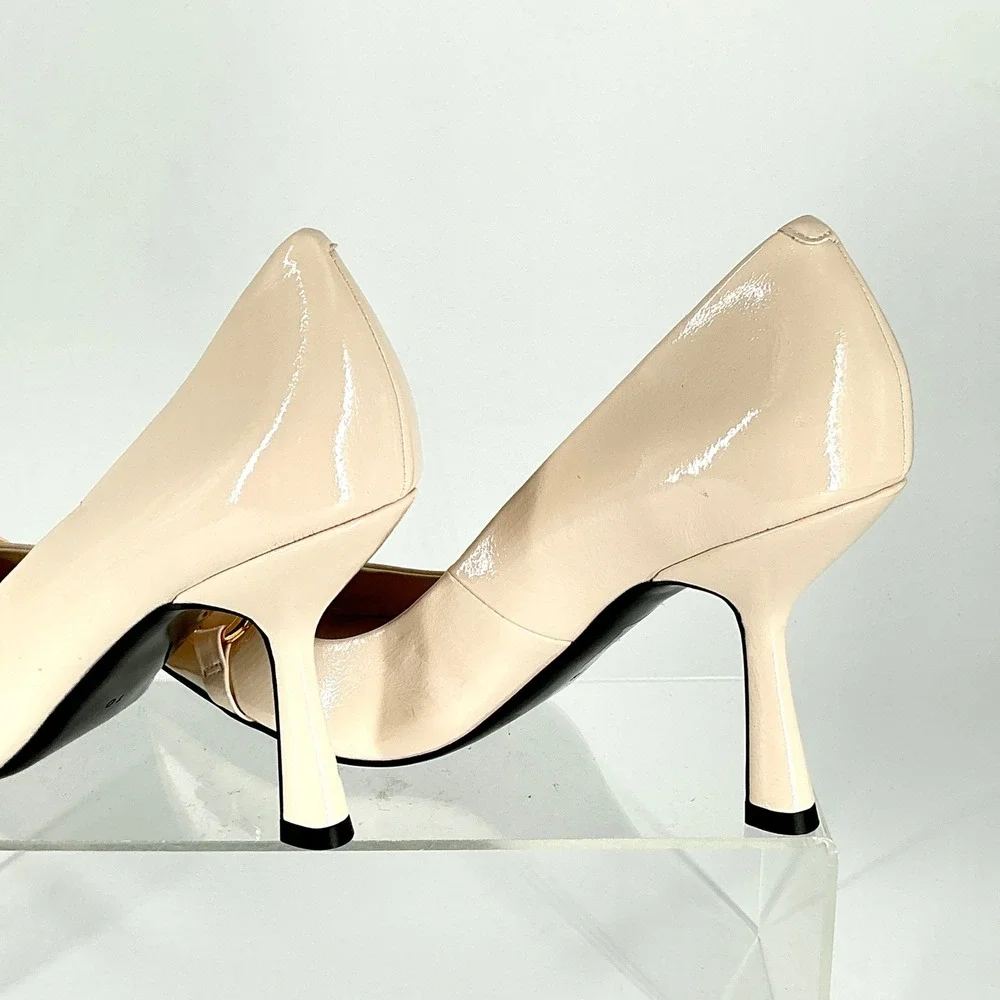 Jeffrey Campbell Size 10 Cream Patent Leather Horsebit Pumps NEW Estella $145